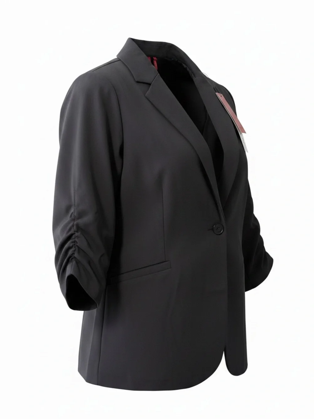 Black 3/4 Gathered Sleeve Blazer Size XXL - Picture 5 of 5